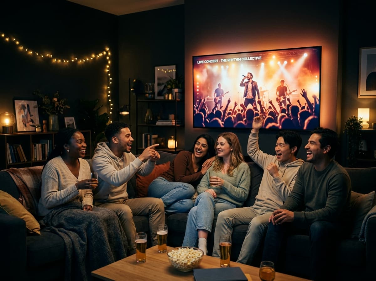 Friends watching a live concert stream together